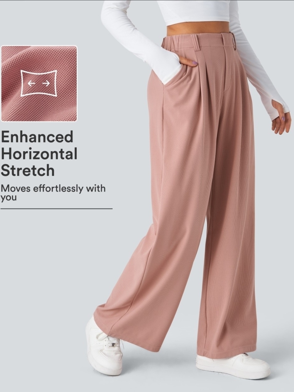 Halara Flex™ High Waisted Pocket Wide Leg Waffle Work Pants